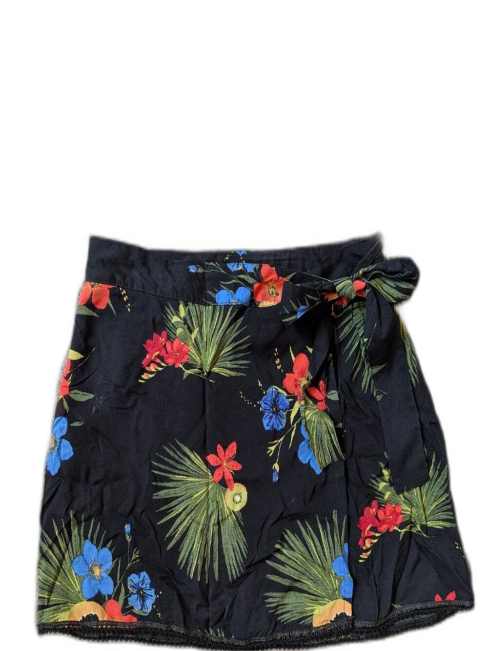 Out from Under for Urban Outfitters - Tropical Floral Print Wrap Mini Skirt - S